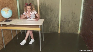 Slimy Schoolgirl Sluts It Up On Her Desk! Screencap 3 on sinx.preview.netperv.com