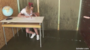 Slimy Schoolgirl Sluts It Up On Her Desk! Screencap 4 on sinx.preview.netperv.com