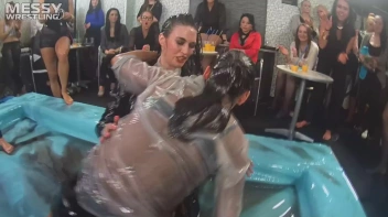 Messy Wrestling: Two Rowdy Audience Rumbles In The Oil End In Shiny See-Through Clothes! Screencap 23 on sinx.preview.netperv.com