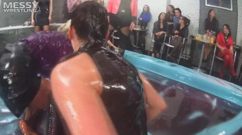 Messy Wrestling: Two Rowdy Audience Rumbles In The Oil End In Shiny See-Through Clothes! Screencap 43 on sinx.preview.netperv.com