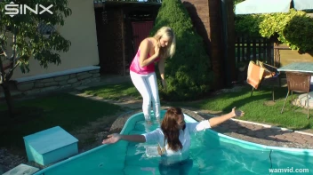 Cute Girls Take A Fully Clothed Dip In The Pool Screencap 15 on sinx.preview.netperv.com