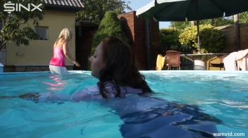 Cute Girls Take A Fully Clothed Dip In The Pool Screencap 21 on sinx.preview.netperv.com