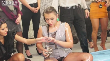 Messy Wrestling: Oil 'Em Up And Watch The Slimy Show X2!! 2 Audience Fights!!! Screencap 88 on sinx.preview.netperv.com