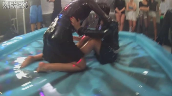 Messy Wrestling: Oil 'Em Up And Watch The Slimy Show X2!! 2 Audience Fights!!! Screencap 36 on sinx.preview.netperv.com