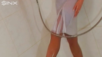 Brunette In White Dress Seductively Showers Screencap 12 on sinx.preview.netperv.com