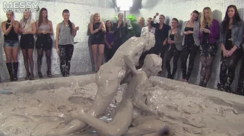 Muddy Wrestling: Fired Up Eurobabes Bring On The Mess - Audience Gets It! Screencap 86 on sinx.preview.netperv.com