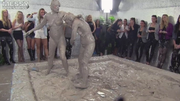 Muddy Wrestling: Fired Up Eurobabes Bring On The Mess - Audience Gets It! Screencap 87 on sinx.preview.netperv.com