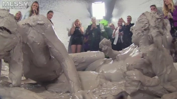 Muddy Wrestling: Fired Up Eurobabes Bring On The Mess - Audience Gets It! Screencap 91 on sinx.preview.netperv.com