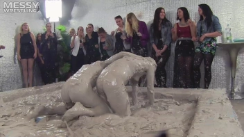 Muddy Wrestling: Fired Up Eurobabes Bring On The Mess - Audience Gets It! Screencap 92 on sinx.preview.netperv.com