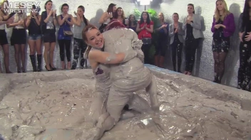Muddy Wrestling: Fired Up Eurobabes Bring On The Mess - Audience Gets It! Screencap 11 on sinx.preview.netperv.com