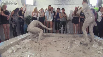 Muddy Wrestling: Fired Up Eurobabes Bring On The Mess - Audience Gets It! Screencap 12 on sinx.preview.netperv.com