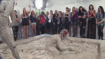 Muddy Wrestling: Fired Up Eurobabes Bring On The Mess - Audience Gets It! Screencap 13 on sinx.preview.netperv.com