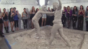 Muddy Wrestling: Fired Up Eurobabes Bring On The Mess - Audience Gets It! Screencap 29 on sinx.preview.netperv.com