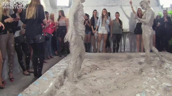 Muddy Wrestling: Fired Up Eurobabes Bring On The Mess - Audience Gets It! Screencap 65 on sinx.preview.netperv.com