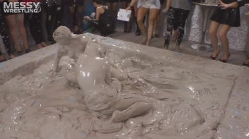 Muddy Wrestling: Fired Up Eurobabes Bring On The Mess - Audience Gets It! Screencap 67 on sinx.preview.netperv.com