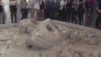 Muddy Wrestling: Fired Up Eurobabes Bring On The Mess - Audience Gets It! Screencap 78 on sinx.preview.netperv.com