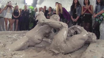 Muddy Wrestling: Fired Up Eurobabes Bring On The Mess - Audience Gets It! Screencap 79 on sinx.preview.netperv.com