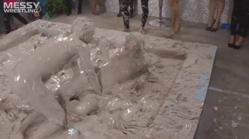 Muddy Wrestling: Fired Up Eurobabes Bring On The Mess - Audience Gets It! Screencap 81 on sinx.preview.netperv.com
