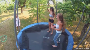 Cute Brunettes Get Drenched On Trampoline Screencap 39 on sinx.preview.netperv.com
