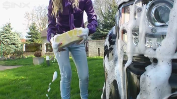 Wet & Messy Car Washing For Playful Blonde Screencap 9 on sinx.preview.netperv.com