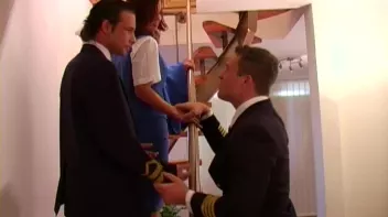 Male Pilots Pull a Sandwich On Sexy Stewardess Screencap 14 on sinx.preview.netperv.com