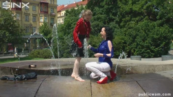 Fountain Fun, Two Cuties Getting Wet And Messy Screencap 15 on sinx.preview.netperv.com