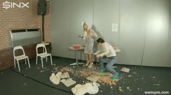 Playful businesswomen cover each other in raw egg Screencap 14 on sinx.preview.netperv.com