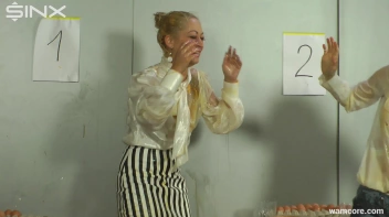 Playful businesswomen cover each other in raw egg Screencap 16 on sinx.preview.netperv.com