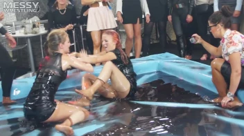 Messy Wrestling: Slop-Happy Mess Freaks Wriggle In The Oil And Rip Some Pantyhose To Shreds! Screencap 10 on sinx.preview.netperv.com