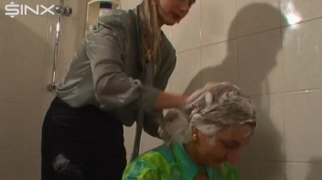 Fully Dressed Ladies Wash Their Hair Together Screencap 68 on sinx.preview.netperv.com