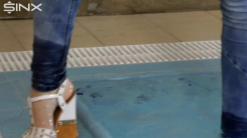 Denim Covered Blonde Takes A Dip Screencap 13 on sinx.preview.netperv.com