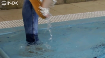 Denim Covered Blonde Takes A Dip Screencap 14 on sinx.preview.netperv.com