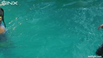 Three wild girls in pool cat fight Screencap 26 on sinx.preview.netperv.com