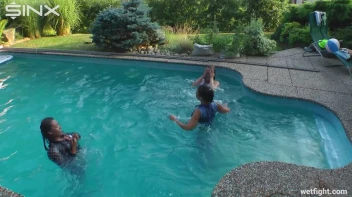 Three wild girls in pool cat fight Screencap 62 on sinx.preview.netperv.com