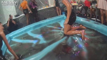 Making The Most Of The Mess As They Romp, Stomp, and Slop It Up In The Oil! 2 Audience Fights!! Screencap 12 on sinx.preview.netperv.com