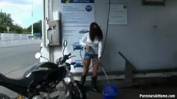 Motorcycle Chick Doesn't Just Wash Her Bike Screencap 7 on sinx.preview.netperv.com