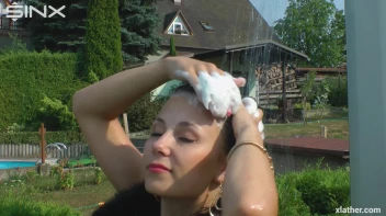 Clothed Hair Washing In Outdoor Shower Screencap 9 on sinx.preview.netperv.com