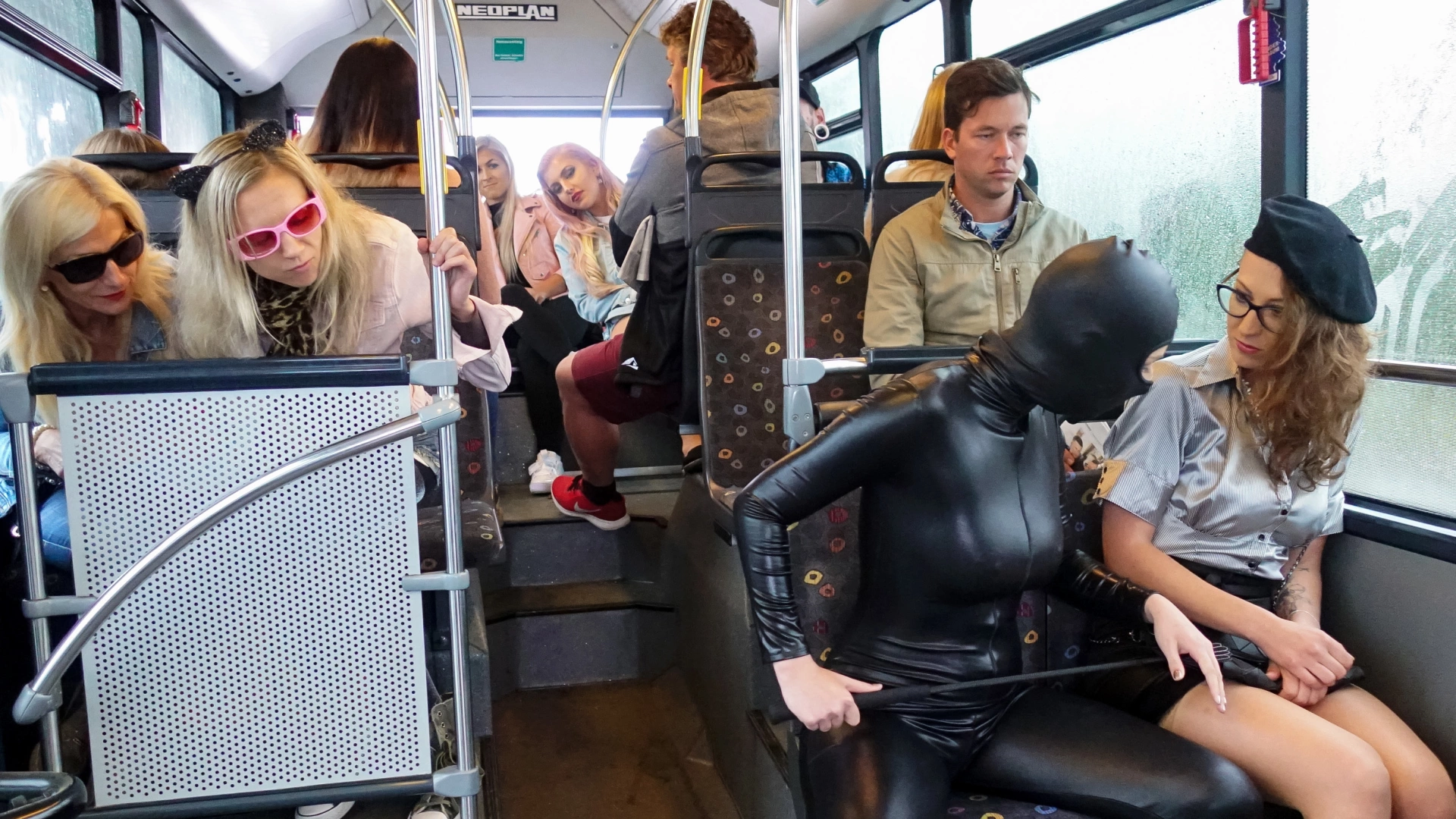Latex Wearing Lesbian Sluts Get Crazy On The Bus on sinx.preview.netperv.com