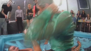 Messy Wrestling: A Double Blast Of Oil From Head To Pantyhose! Screencap 51 on sinx.preview.netperv.com
