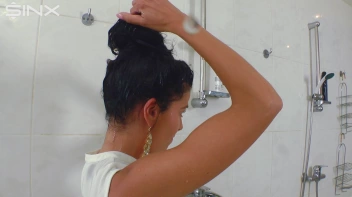 Raven Haired Babe Shampoos And Lathers Up Screencap 17 on sinx.preview.netperv.com
