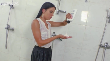 Raven Haired Babe Shampoos And Lathers Up Screencap 42 on sinx.preview.netperv.com