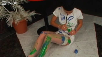 Wet And Messy Paint Play With Sexy Blonde Screencap 14 on sinx.preview.netperv.com