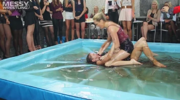 Messy Wrestling: Putting Those Short Skirts To Work In A Slippy Sloppin' Clothes Offin' Battle! Screencap 27 on sinx.preview.netperv.com