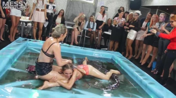 Messy Wrestling: Putting Those Short Skirts To Work In A Slippy Sloppin' Clothes Offin' Battle! Screencap 48 on sinx.preview.netperv.com