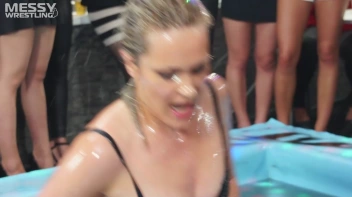 Messy Wrestling: Putting Those Short Skirts To Work In A Slippy Sloppin' Clothes Offin' Battle! Screencap 51 on sinx.preview.netperv.com