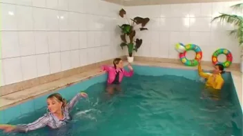 Satin Clad Cuties Hop In The Pool Screencap 13 on sinx.preview.netperv.com