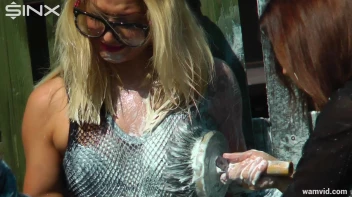 Curvy brunette and blonde get drenched in sticky white paint Screencap 31 on sinx.preview.netperv.com