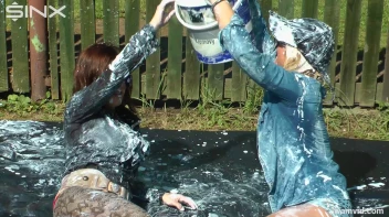 Curvy brunette and blonde get drenched in sticky white paint Screencap 49 on sinx.preview.netperv.com