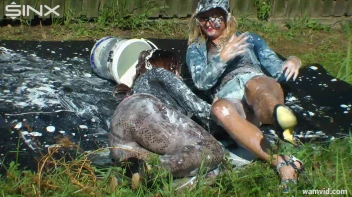 Curvy brunette and blonde get drenched in sticky white paint Screencap 51 on sinx.preview.netperv.com