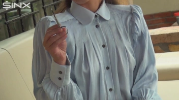 Destructive Brunette Rips Her Silk Blouse Screencap 7 on sinx.preview.netperv.com